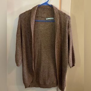 2/$15 Maurice’s brown multicolor knit 3/4 sleeve drape shrug cardigan, Size M